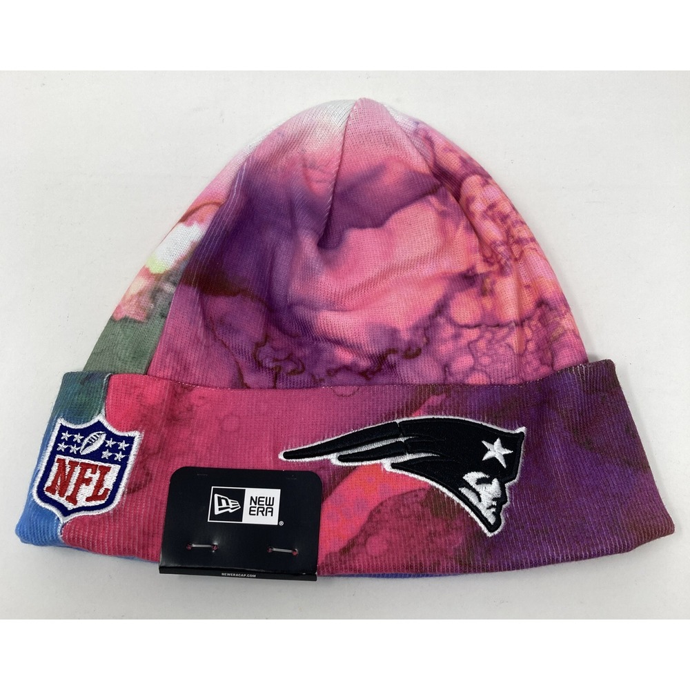 NE Patriots New Era NFL Sideline Ink Pink Tie Dye Beanie Knit Hat Crucial‎ Catch